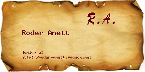 Roder Anett névjegykártya